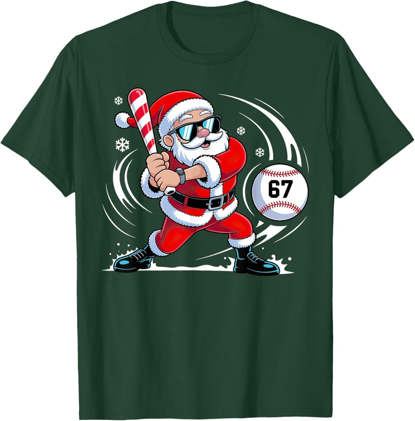 Baseball Santa 67 Christmas Xmas T-Shirt - T-Shirt | Forest