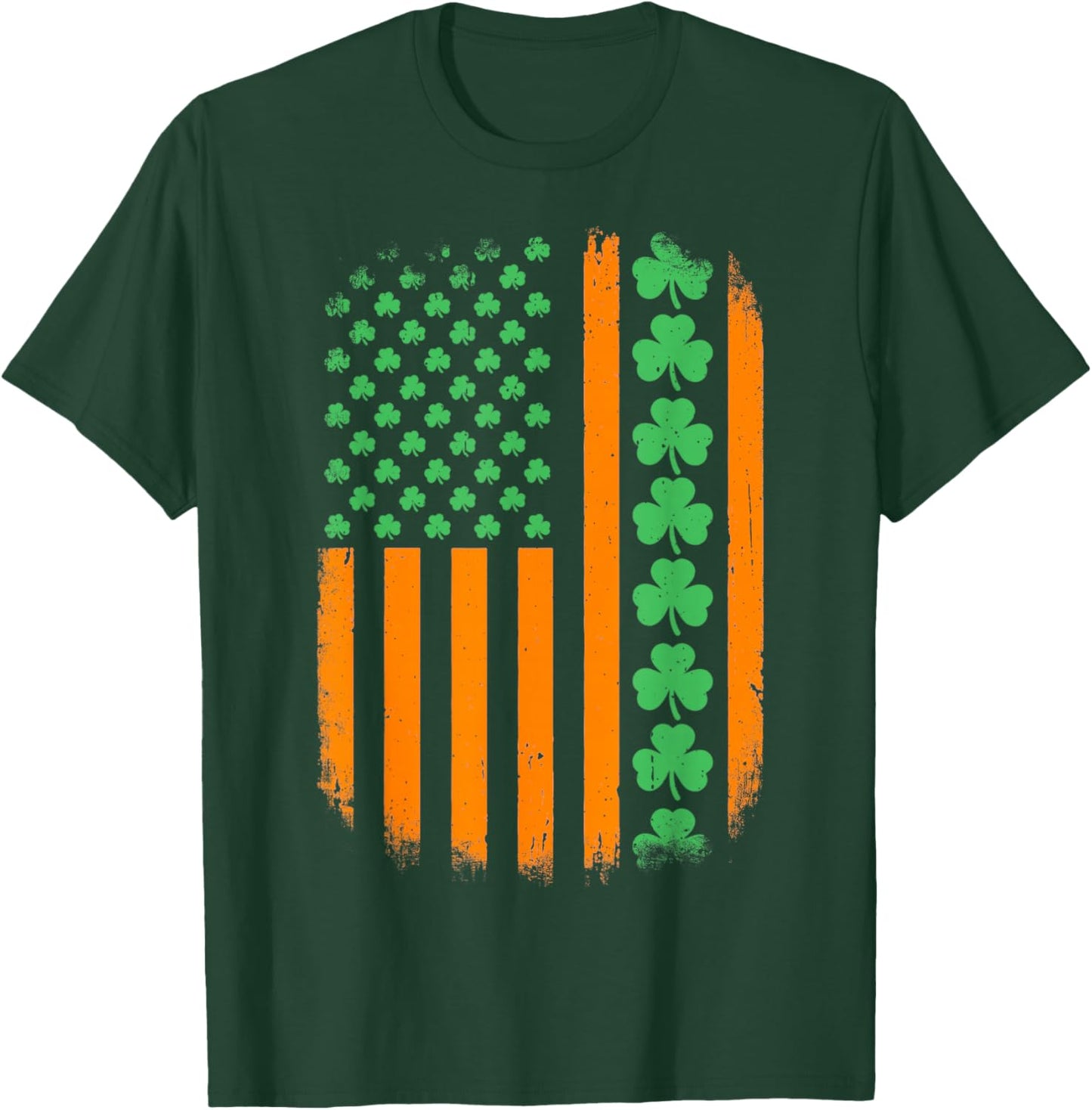 Shamrock Irish American Flag T-Shirt - T-Shirt | Forest