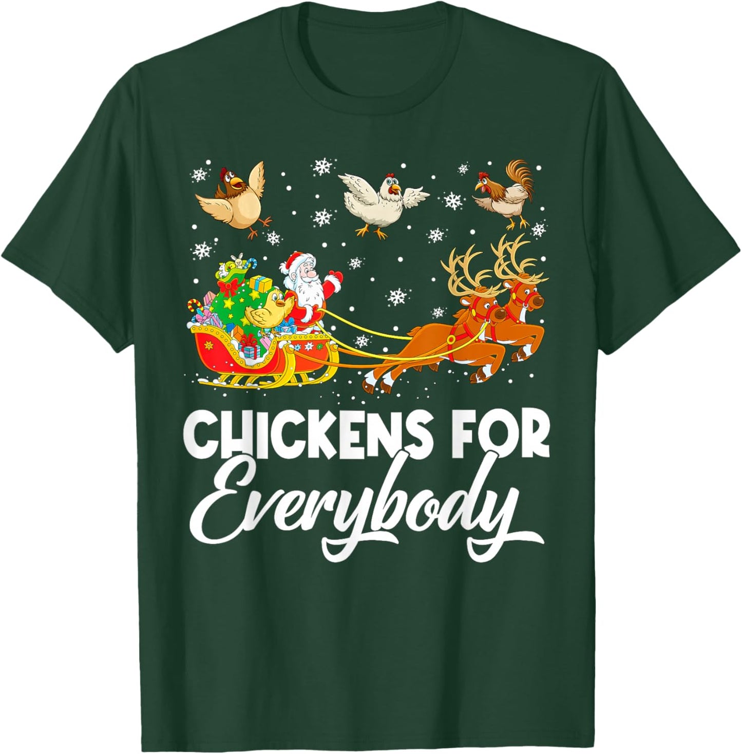 Chickens for Everybody Santa Sleigh Merry Christmas Pajamas T-Shirt - T-Shirt | Forest