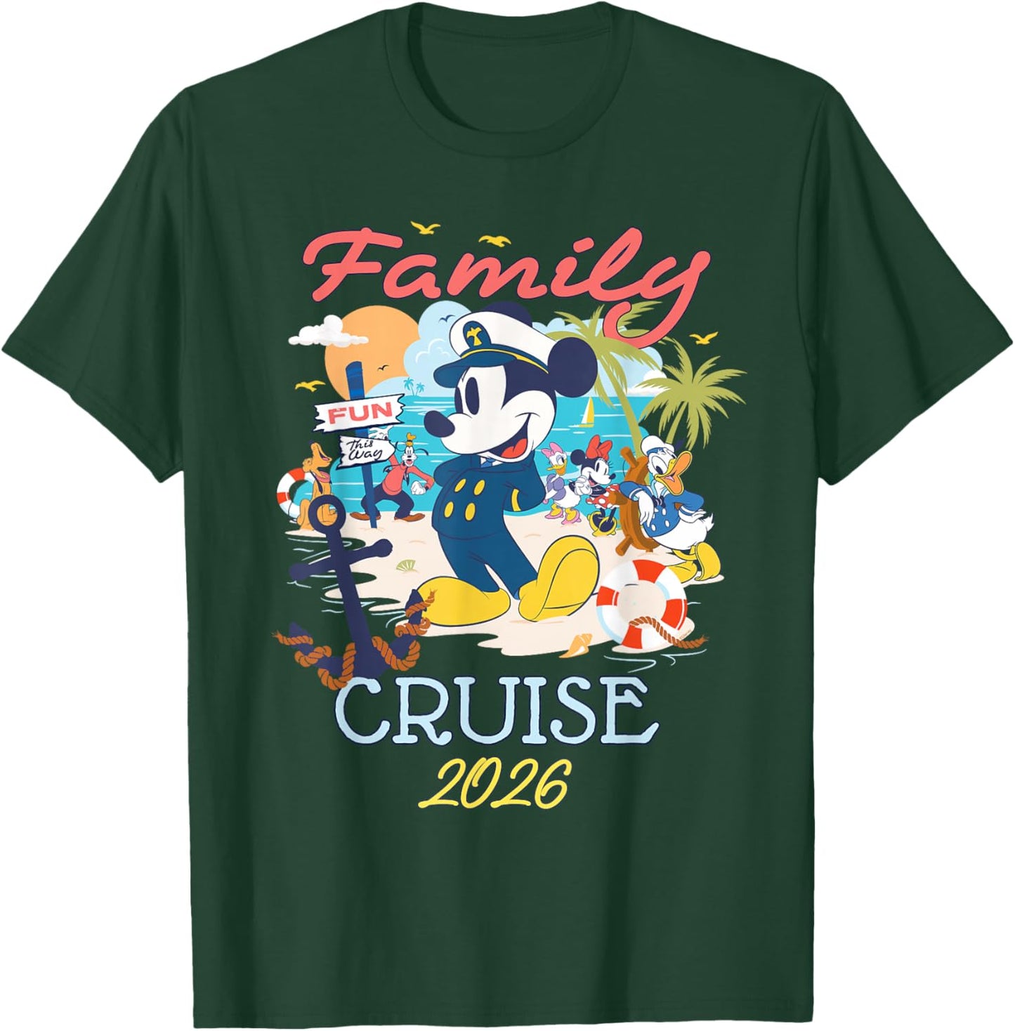 Disney Mickey Mouse & Friends Family Cruise 2026 Vacation T-Shirt - T-Shirt | Forest