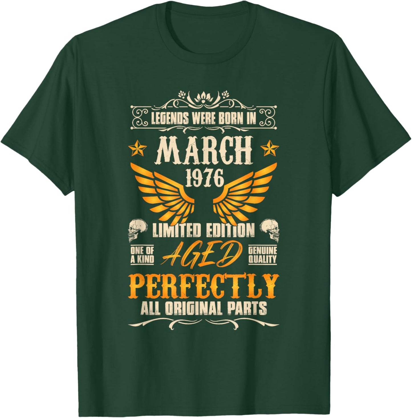 50rd Birthday Vintage Legends Born in 1976 50 Years March T-Shirt - T-Shirt | Forest