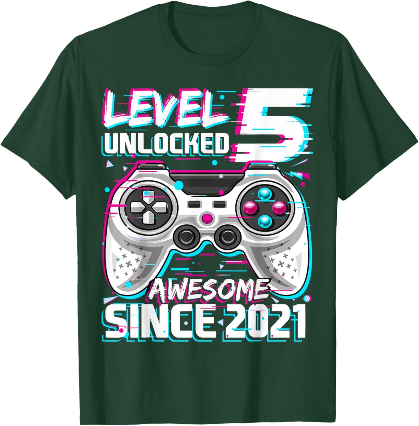 Level 5 Unlocked Birthday Boy Gamer 5 Year Video Game 2021 T-Shirt - T-Shirt | Forest
