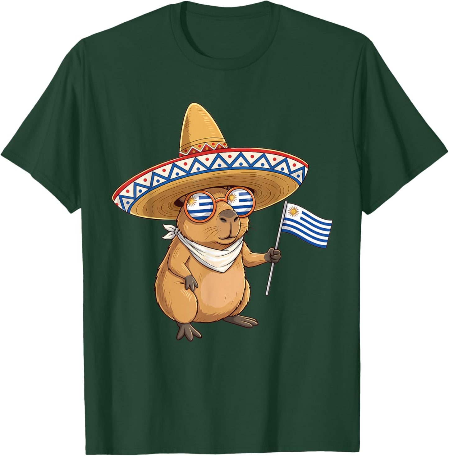 Uruguay Roots Capybara Uruguayan Flag T-Shirt - T-Shirt | Forest