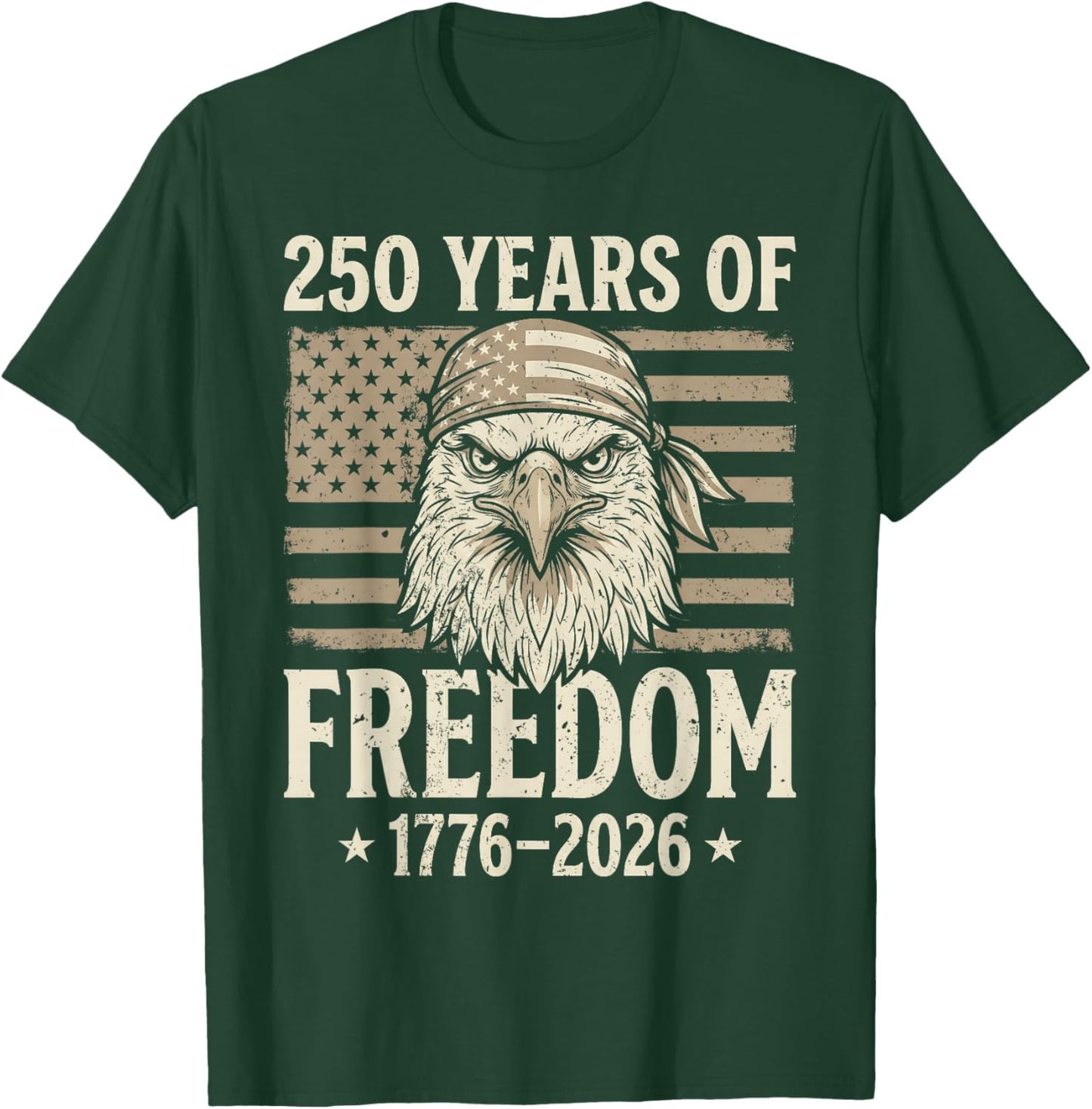 Flag Vintage 250 Years American 1776 2026 250th USA Birthday T-Shirt - T-Shirt | Forest