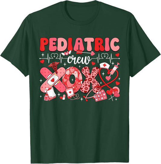 Pediatric Valentines Nurse Crew PEDS Nurse Valentines Day T-Shirt - T-Shirt | Forest