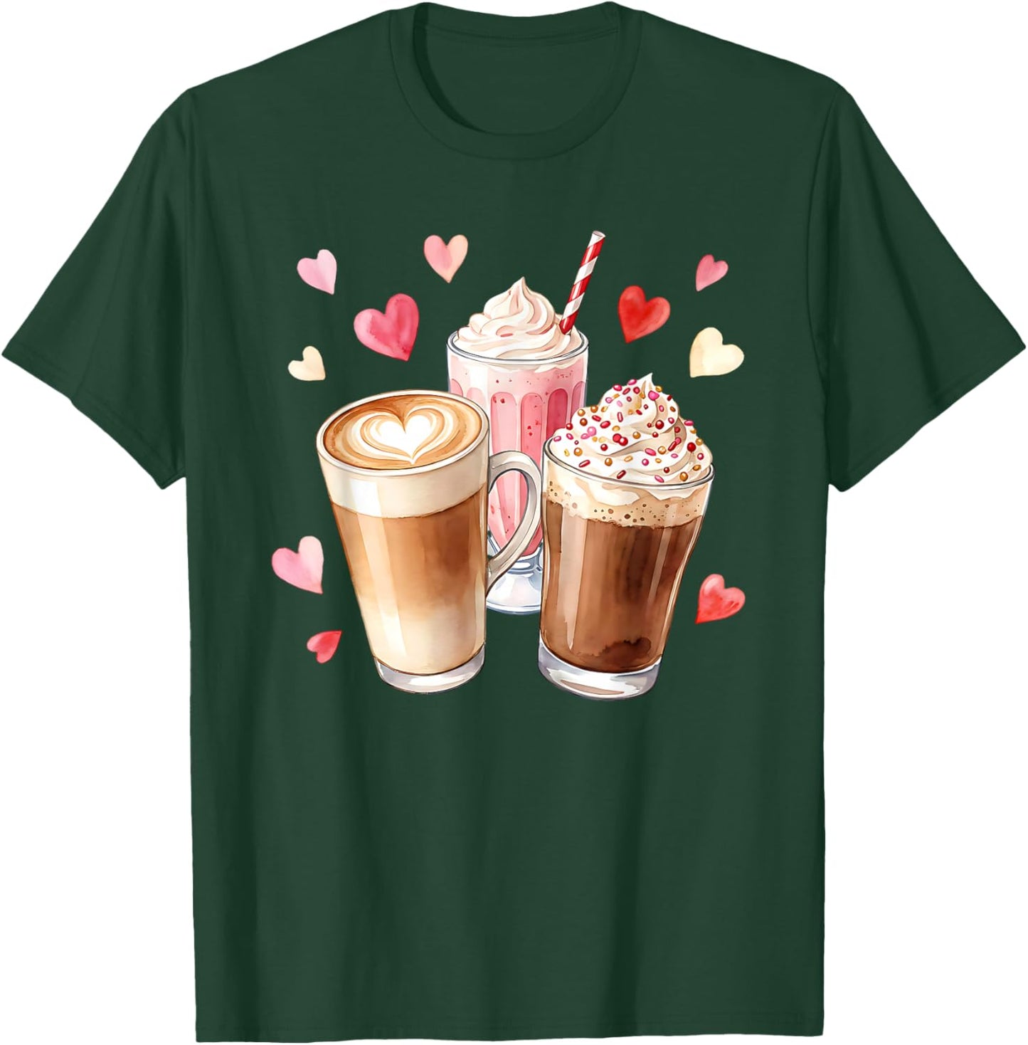Galentines Day Coffee Lover Watercolor Besties Brunch Latte T-Shirt - T-Shirt | Forest