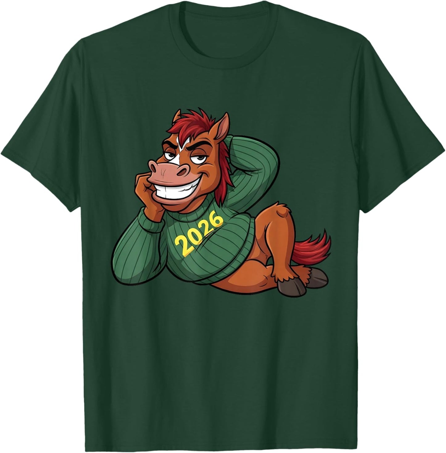 Funny Lunar New Year 2026 Horse Festive Cartoon T-Shirt - T-Shirt | Forest