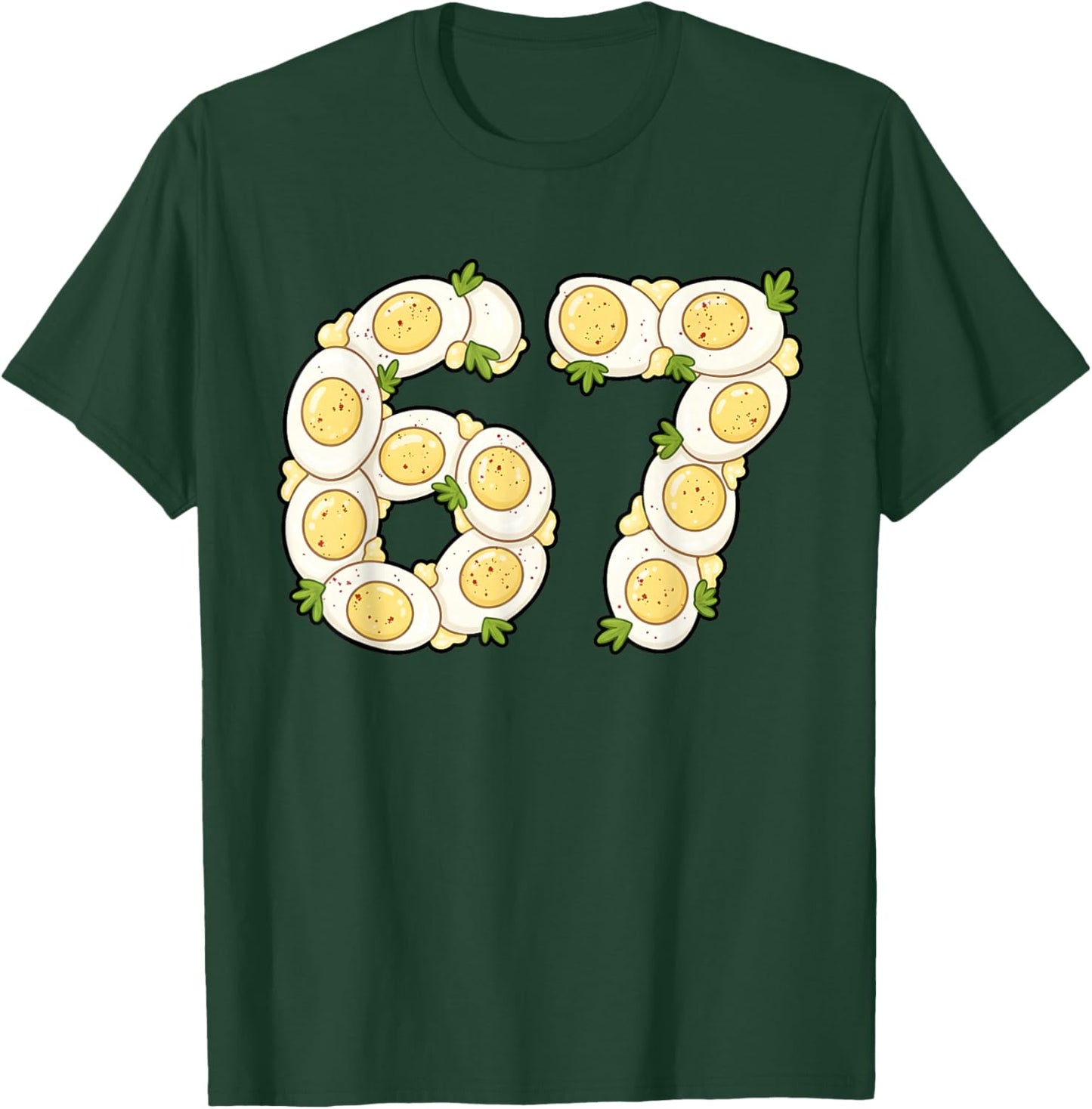 Thanksgiving 67 Deviled Eggs Funny Six Seven Deviled Eggs T-Shirt - T-Shirt | Forest