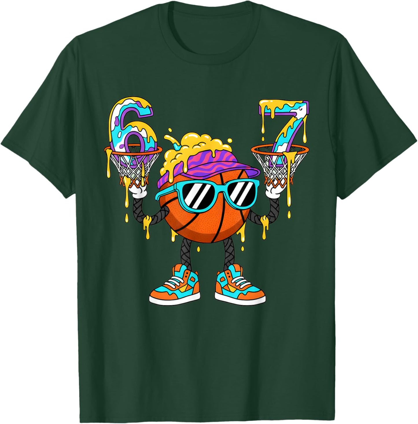 Cool Basketball 67 Kids Ice Cream Drip Funny Six Seven Boys T-Shirt - T-Shirt | Forest
