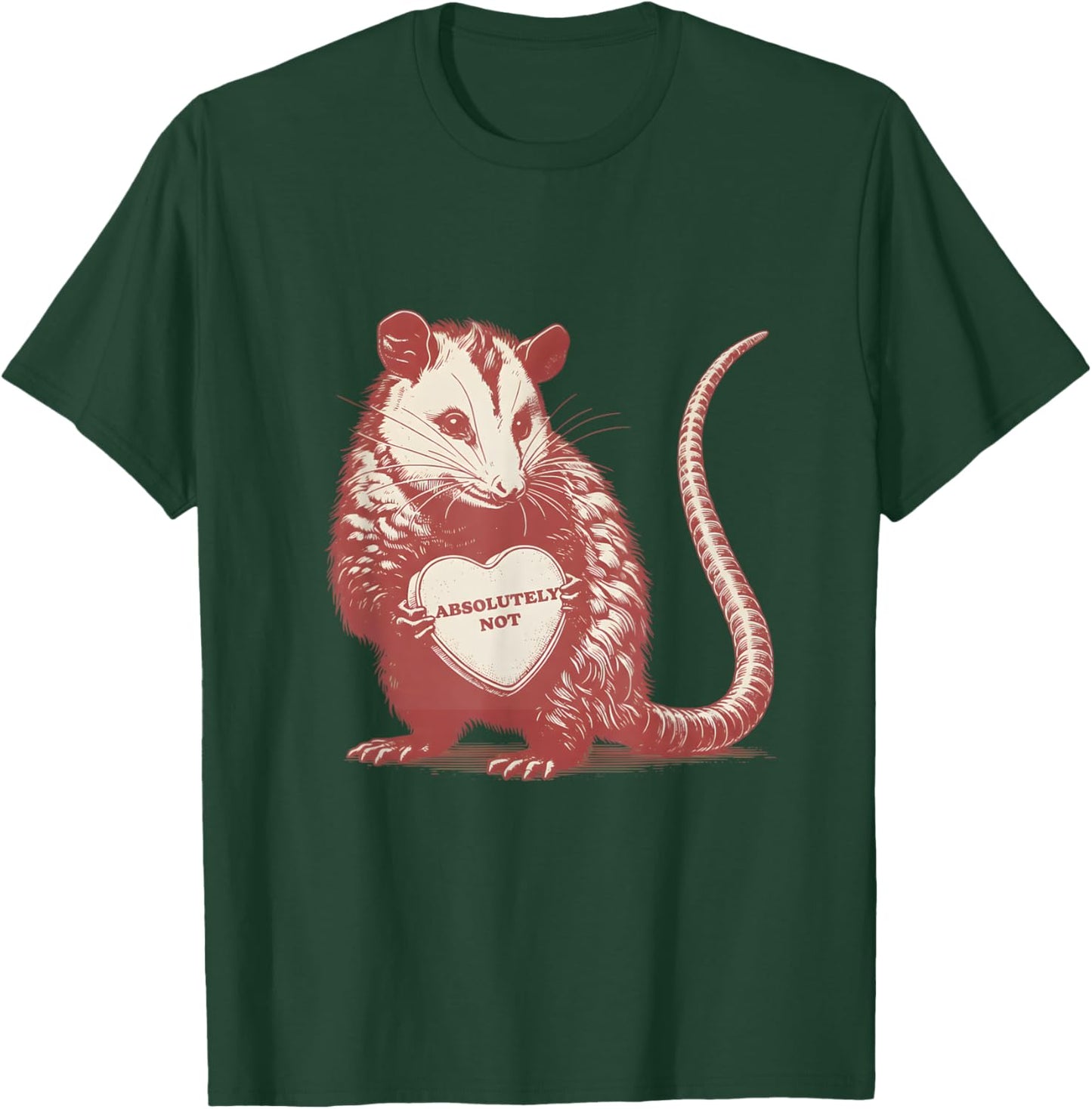 Funny Opossum Absolutely Not Valentine Graphic T-Shirt - T-Shirt | Forest