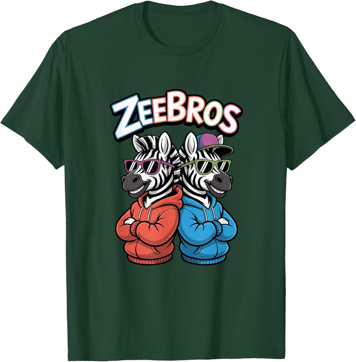 Zeebros Cute Zebra Duo Design for Zebros Lovers T-Shirt - T-Shirt | Forest