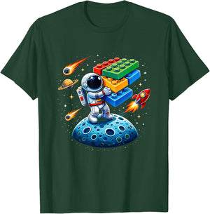 Master Builder Space Astronaut Cadet Building Bricks Boys T-Shirt - T-Shirt | Forest
