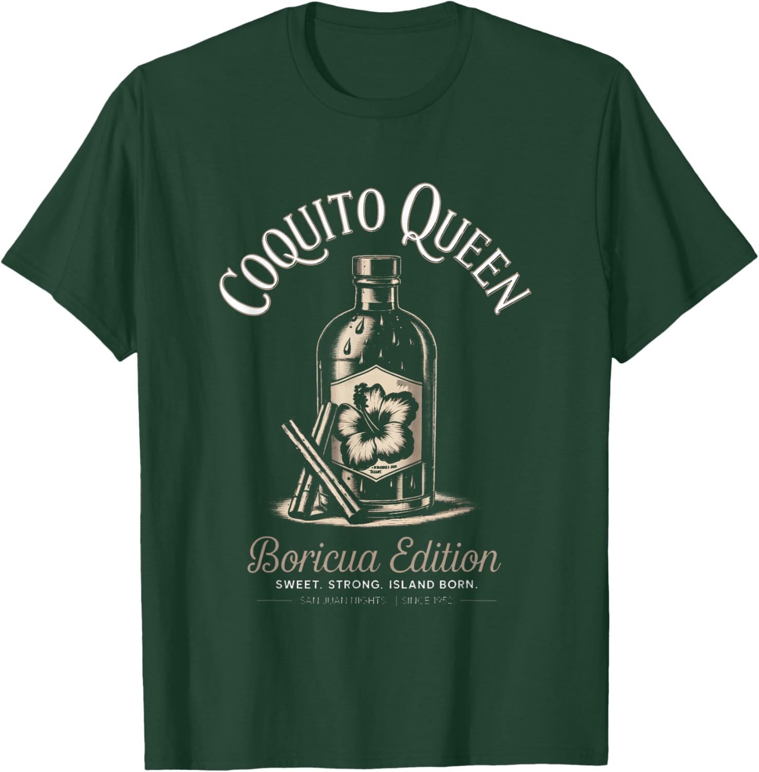 Puerto Rico Heart Boricua Coquito Queen Bori Pride T-Shirt - T-Shirt | Forest