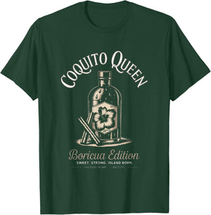 Puerto Rico Heart Boricua Coquito Queen Bori Pride T-Shirt - T-Shirt | Forest