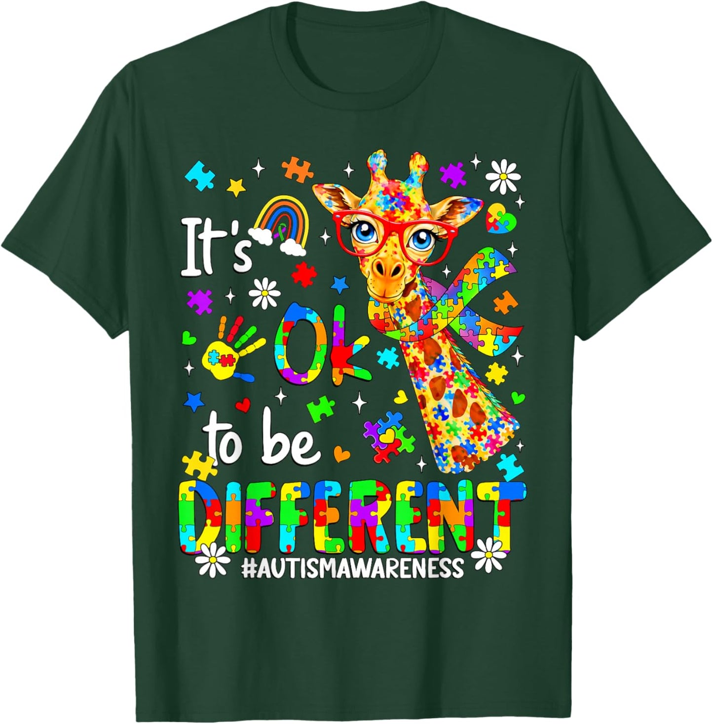 Its Ok to Be Different Autism Awareness Cute Giraffe Boy Kid T-Shirt - T-Shirt | Forest