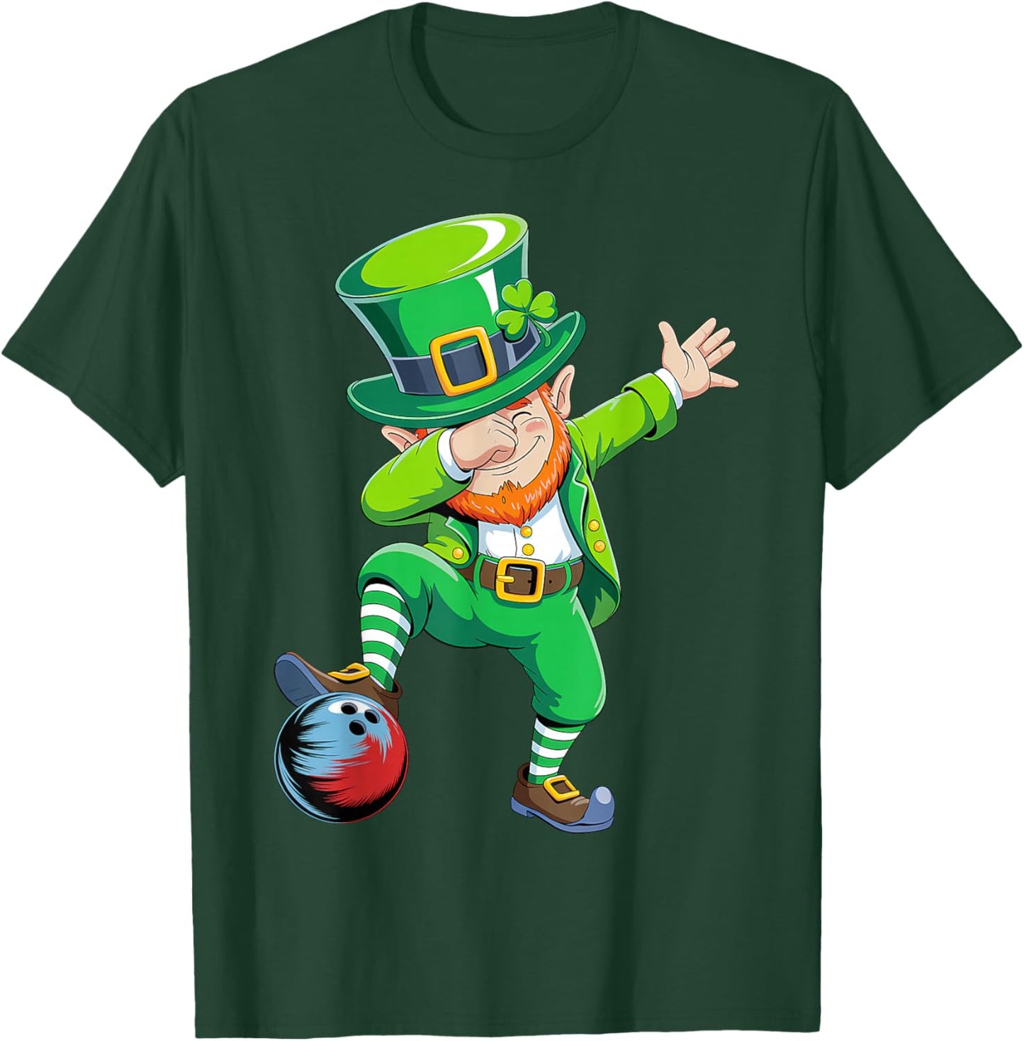 Dabbing Leprechaun Bowling St Patricks Day Boys Men Sports T-Shirt - T-Shirt | Forest