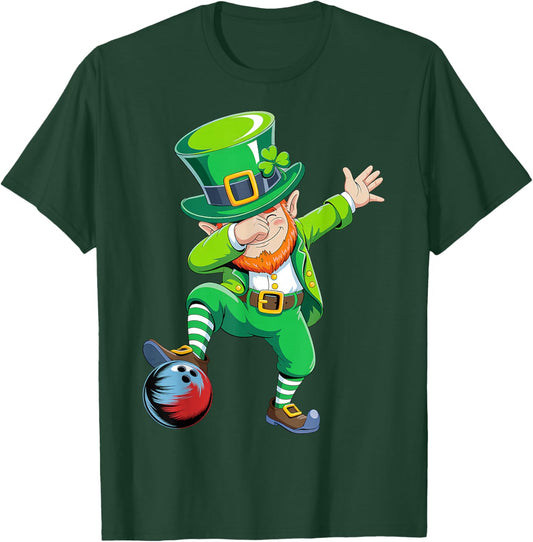 Dabbing Leprechaun Bowling St Patricks Day Boys Men Sports T-Shirt - T-Shirt | Forest