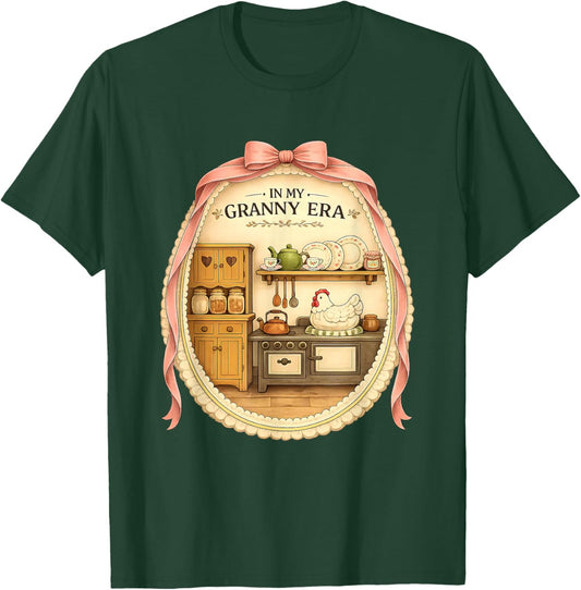 in My Granny Era Vintage Cottagecore Chicken Hen Farmhouse T-Shirt - T-Shirt | Forest