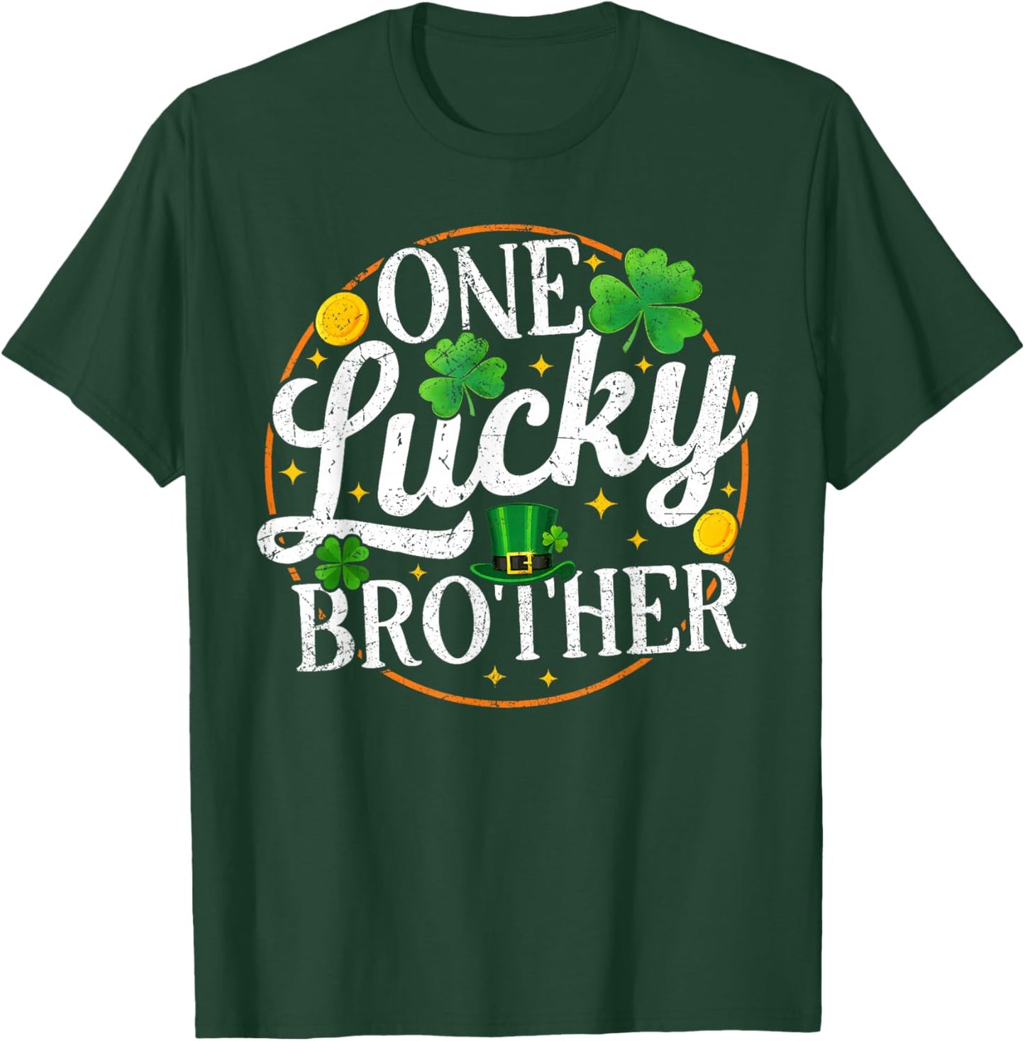 One Lucky Brother St Patricks Day Shamrock Family Matching T-Shirt - T-Shirt | Forest