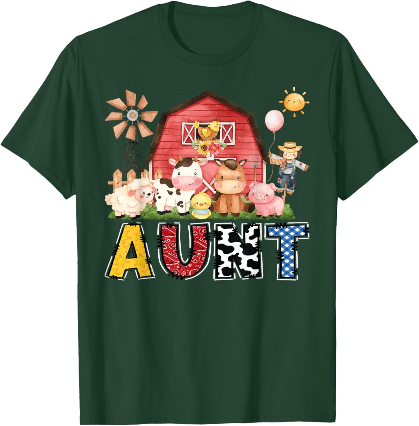 Aunt Farm Cow Birthday Boy Matching Family Party T-Shirt - T-Shirt | Forest