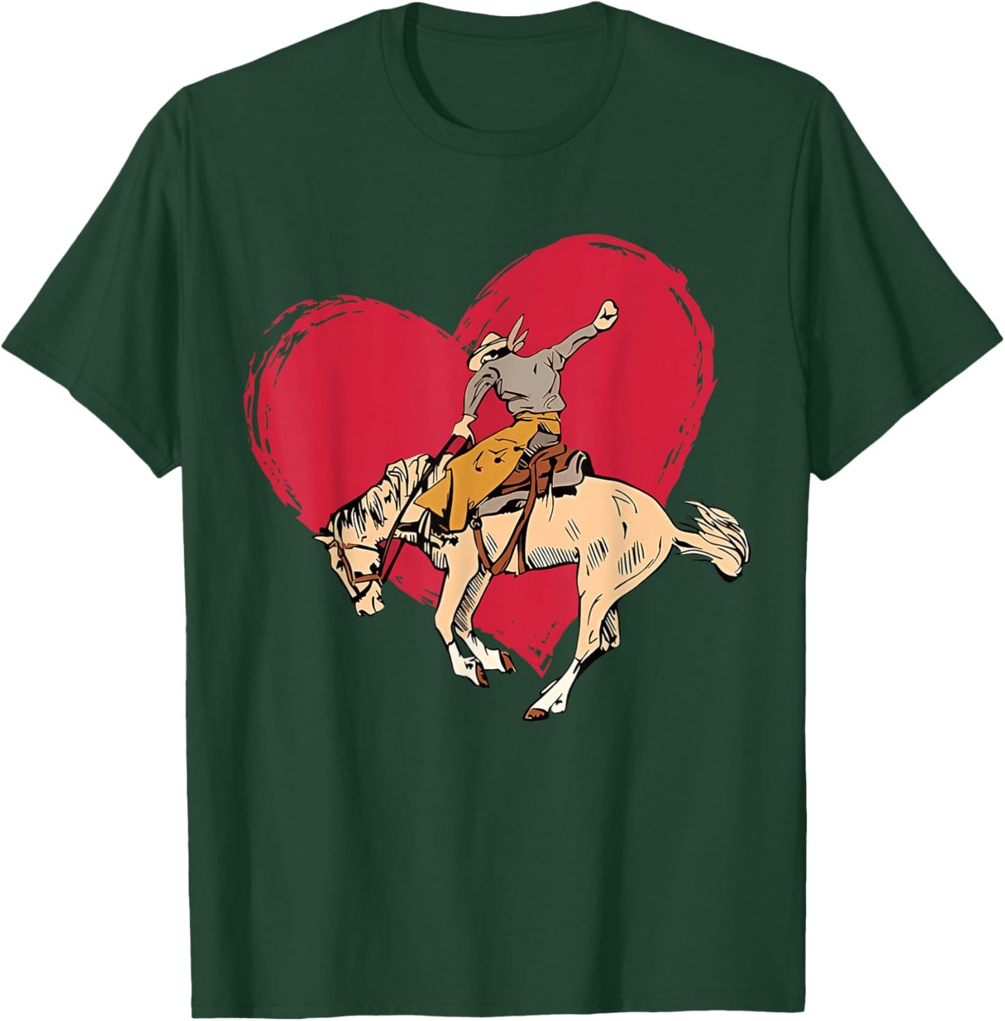 Horseman Red Heart Wild Western Cowboy Valentines T-Shirt - T-Shirt | Forest