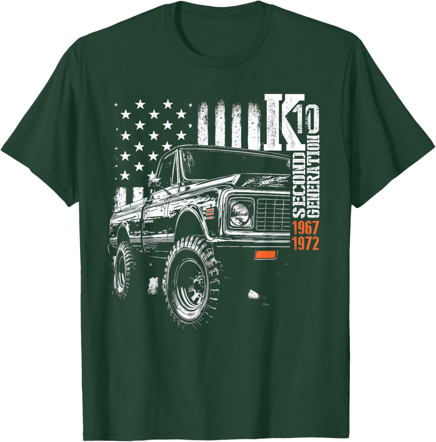1967-1972 Second Generation K10 / C10 4x4 Custom Grill USA T-Shirt - T-Shirt | Forest