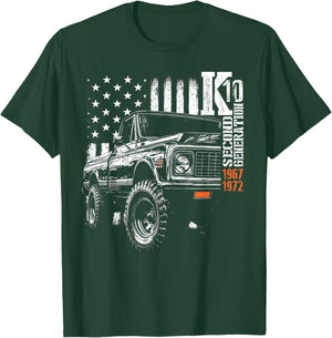 1967-1972 Second Generation K10 / C10 4x4 Custom Grill USA T-Shirt - T-Shirt | Forest