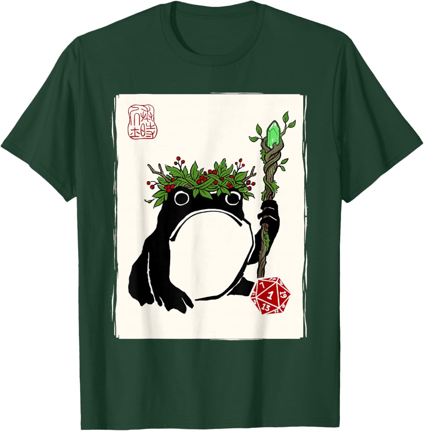 NAT 1 Grumpy Japanese Frog Druid Funny DND T-Shirt - T-Shirt | Forest