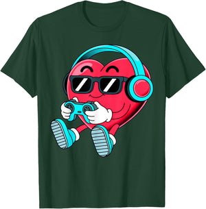 Heart Valentines Gamer Video Gaming T-Shirt - T-Shirt | Forest