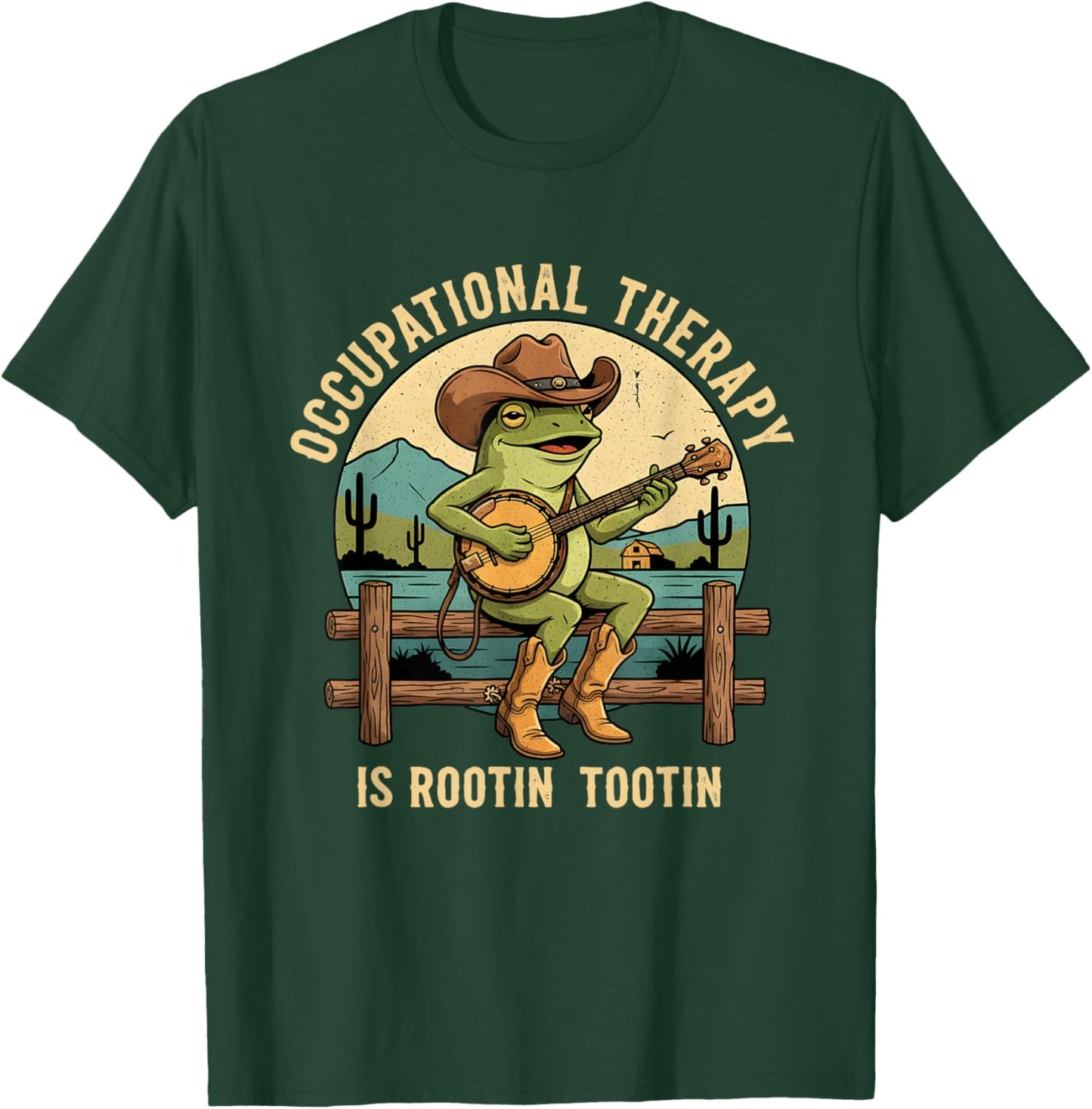 Occupational Therapy is Rootin' Tootin' Funny Western Frog T-Shirt - T-Shirt | Forest