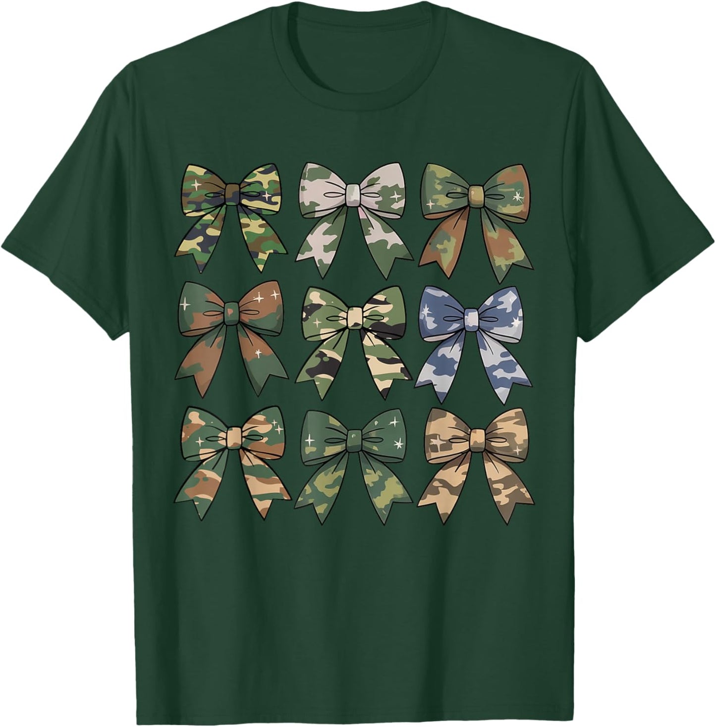Camouflage Coquette Bow Hunting Hunter Women Girls Camo Bow T-Shirt - T-Shirt | Forest