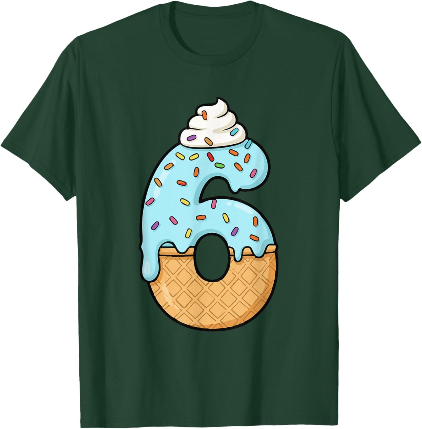 #6 Jersey Uniform Drip Teen Slang, Funny Ice Cream, 6th T-Shirt - T-Shirt | Forest
