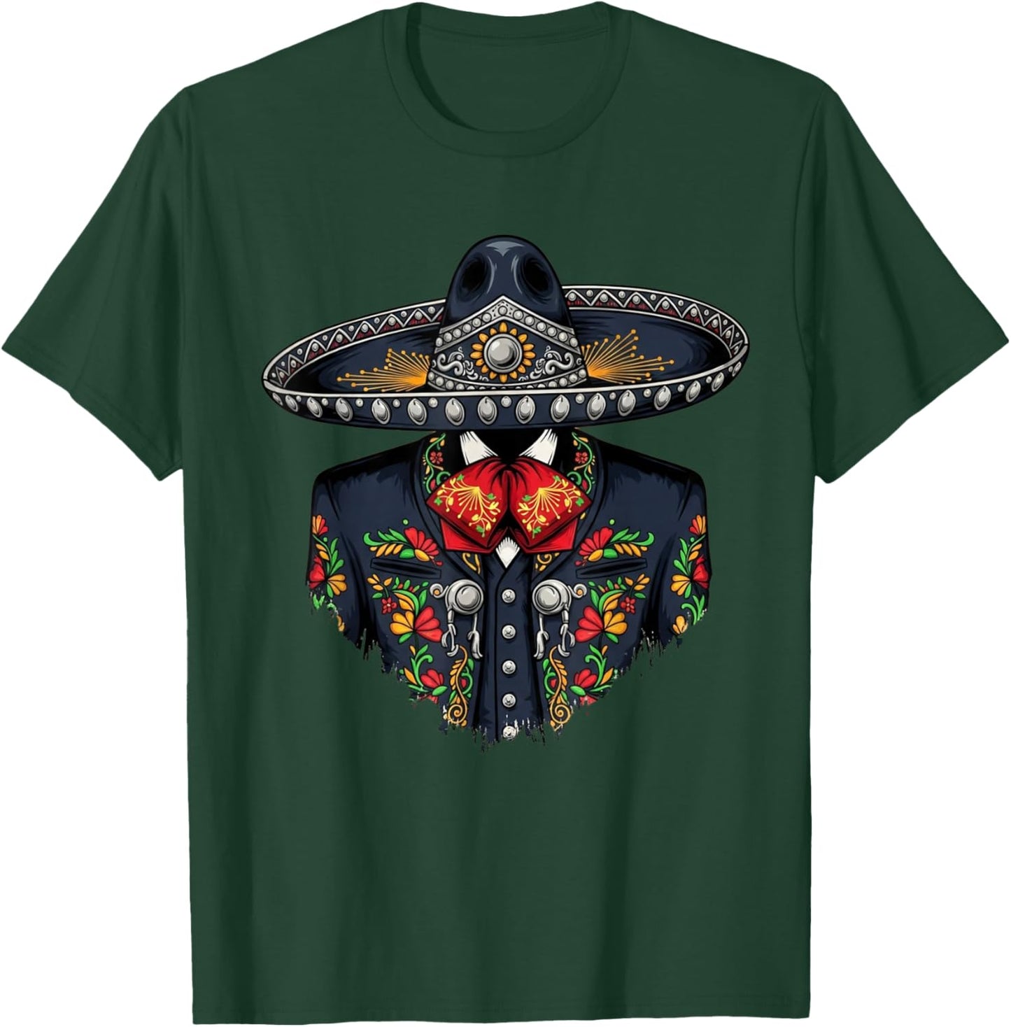 Vibrant Mexican Charro Suit Traditional Mariachi Attire T-Shirt - T-Shirt | Forest