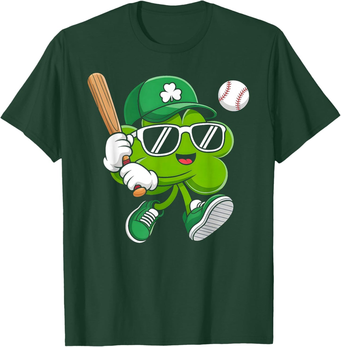 Irish Lucky Shamrock Baseball St Patricks Day Boys Men Kids T-Shirt - T-Shirt | Forest