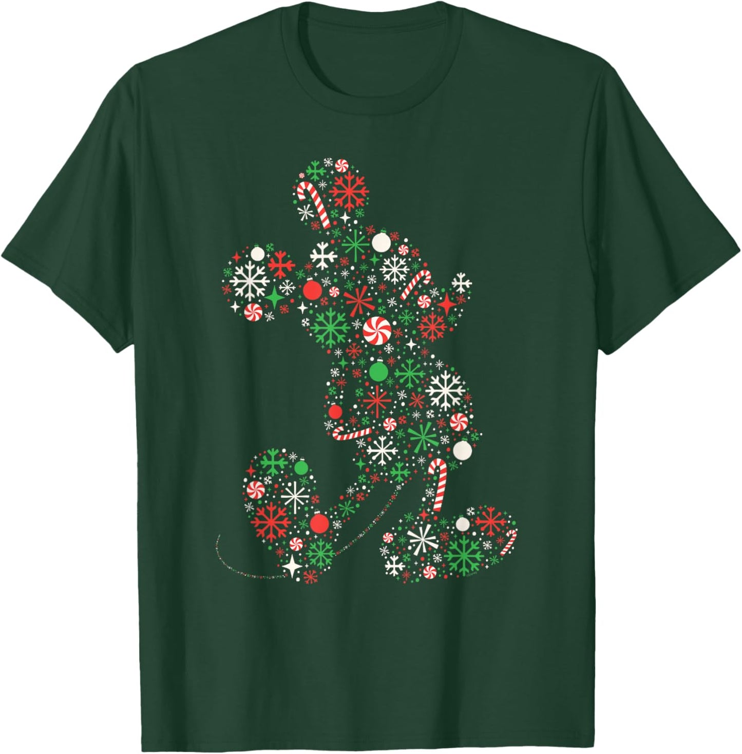 Disney Mickey Mouse Christmas Holiday Icon Filled Silhouette T-Shirt - T-Shirt | Forest