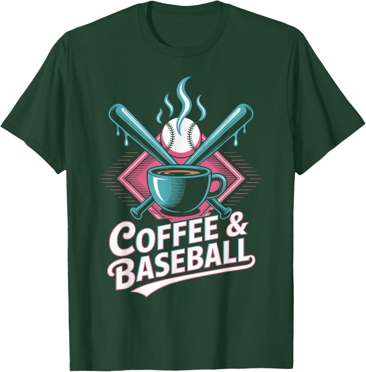 Coffee and Baseball Funny Baseball Player T-Shirt - T-Shirt | Forest