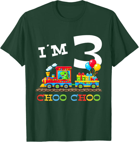 Train Birthday 3 Year Old T-Shirt - T-Shirt | Forest