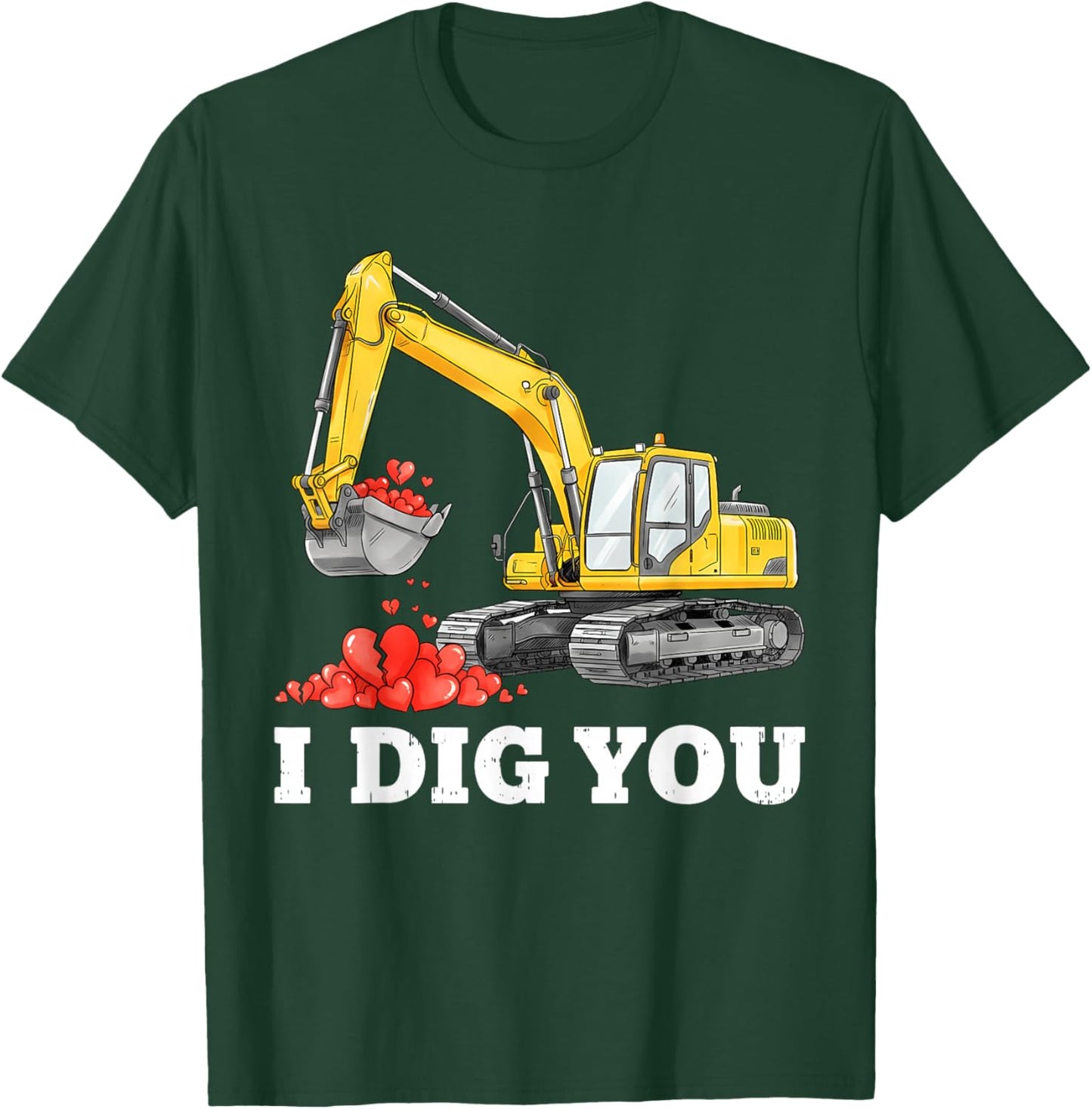 Construction Hearts Valentines Day for Teens Boys Girls Kids T-Shirt - T-Shirt | Forest