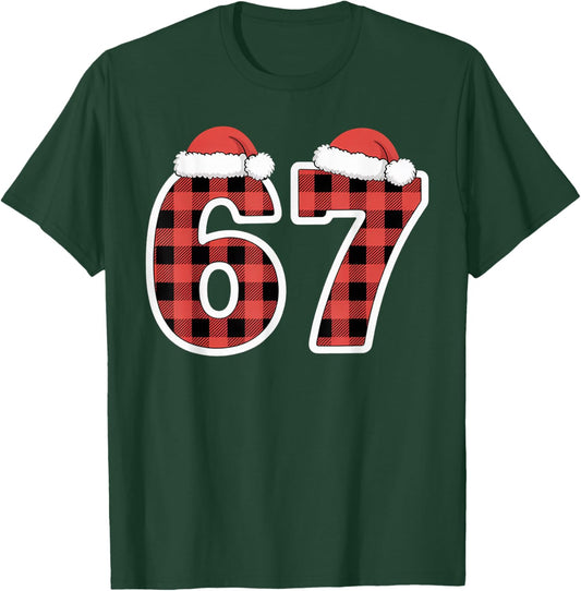 Classic 67 Christmas Meme – Red & Black Plaid 67 T-Shirt - T-Shirt | Forest