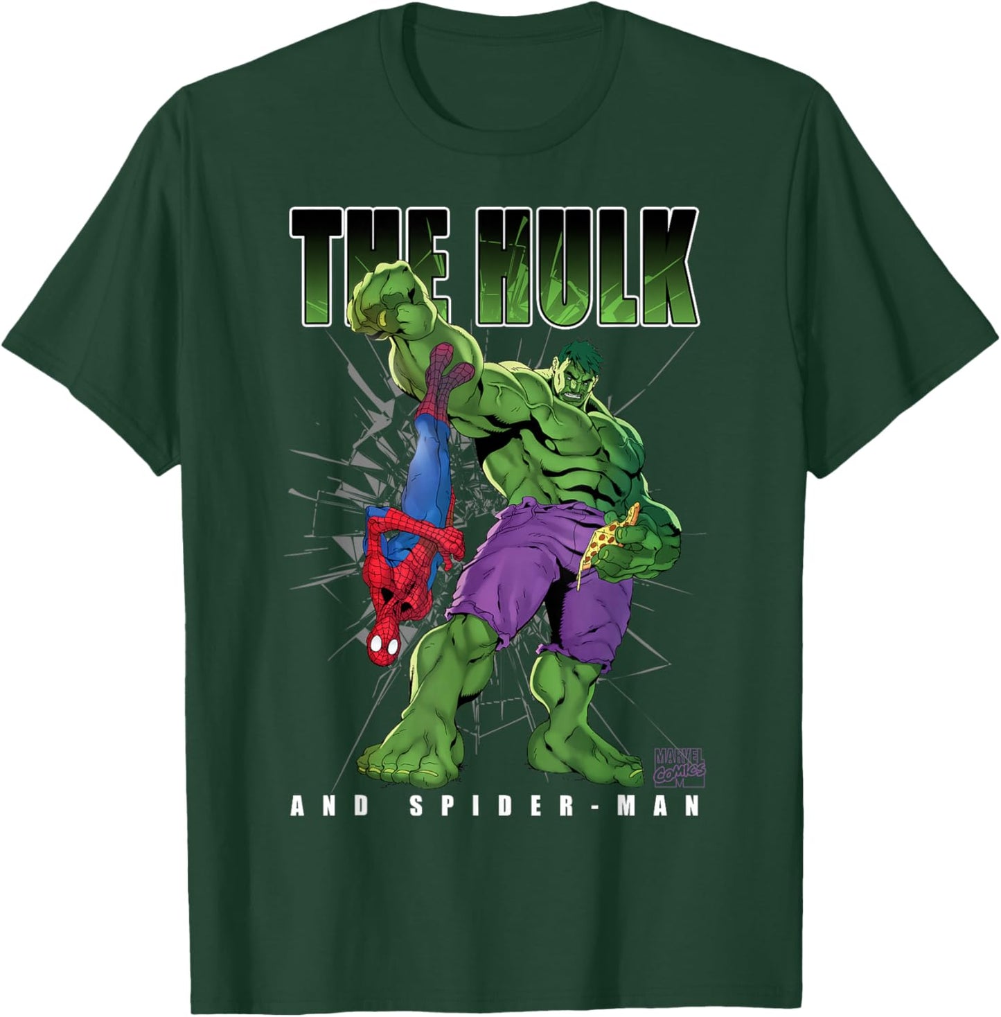 Marvel Comics Hulk and Spider-Man Pizza Smash Duo T-Shirt - T-Shirt | Forest