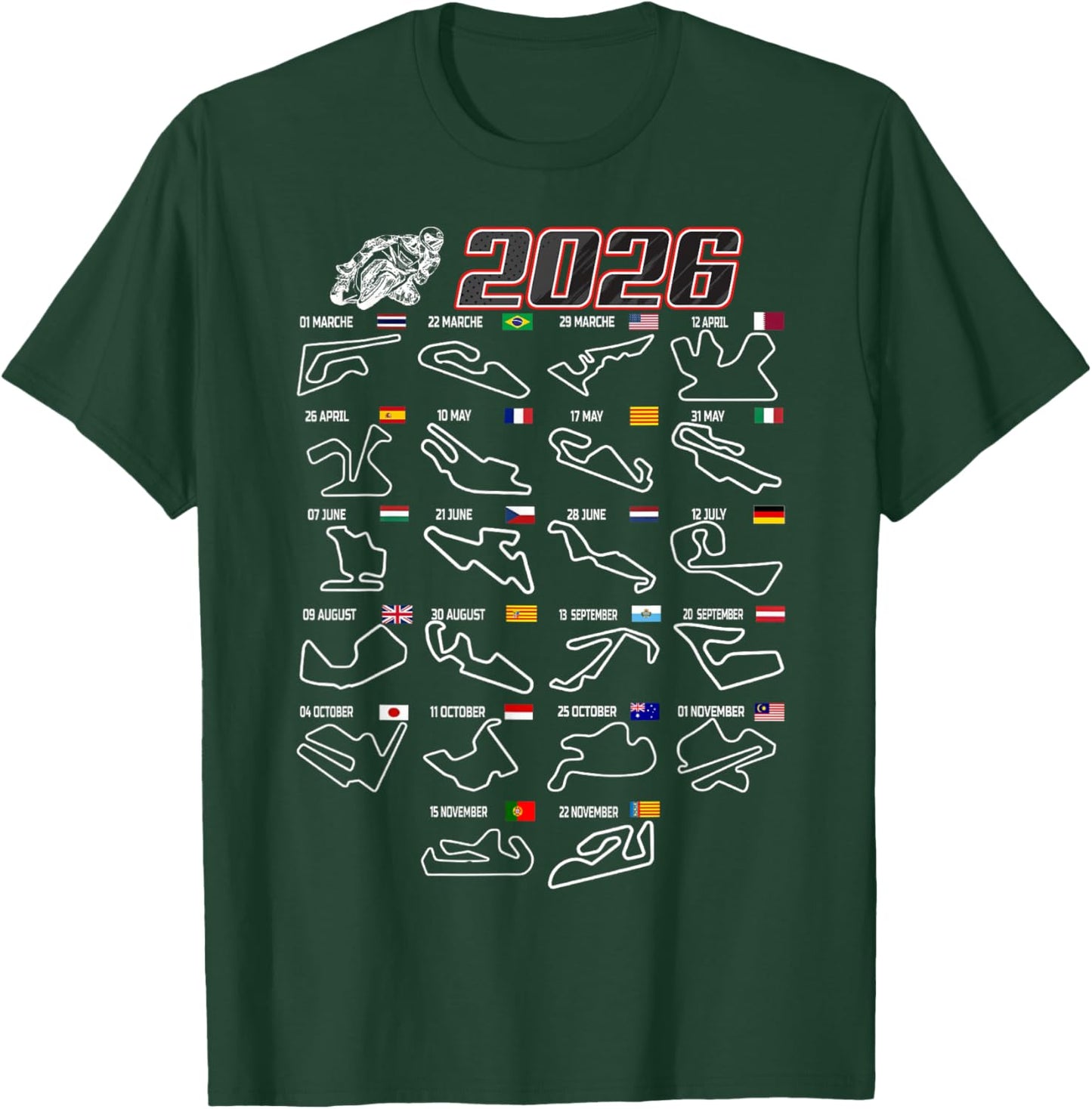 Sport Motorcycle Sportbike Moto 2026 Gp Racing T-Shirt - T-Shirt | Forest
