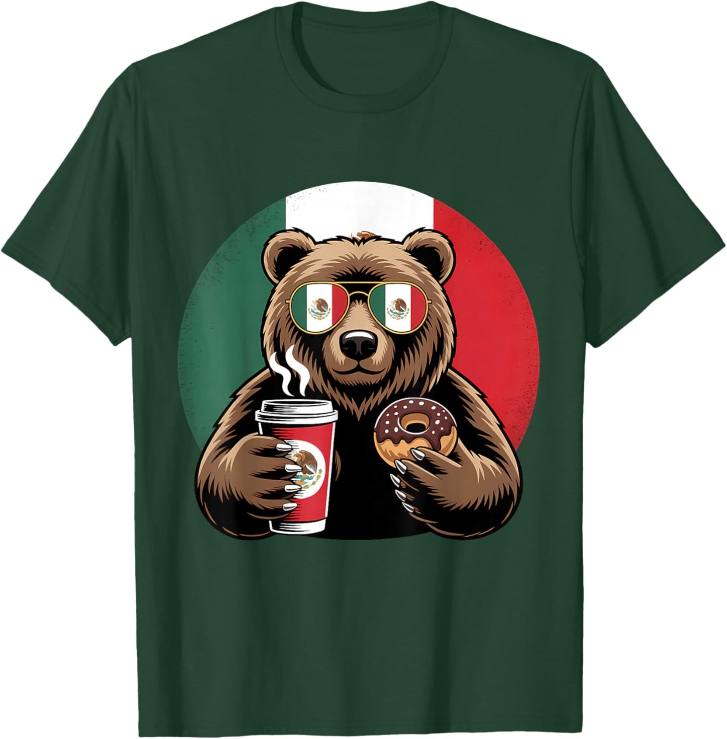 Mexico Flag Bear Mexican Pride Mexican Roots Mexican Flag T-Shirt - T-Shirt | Forest
