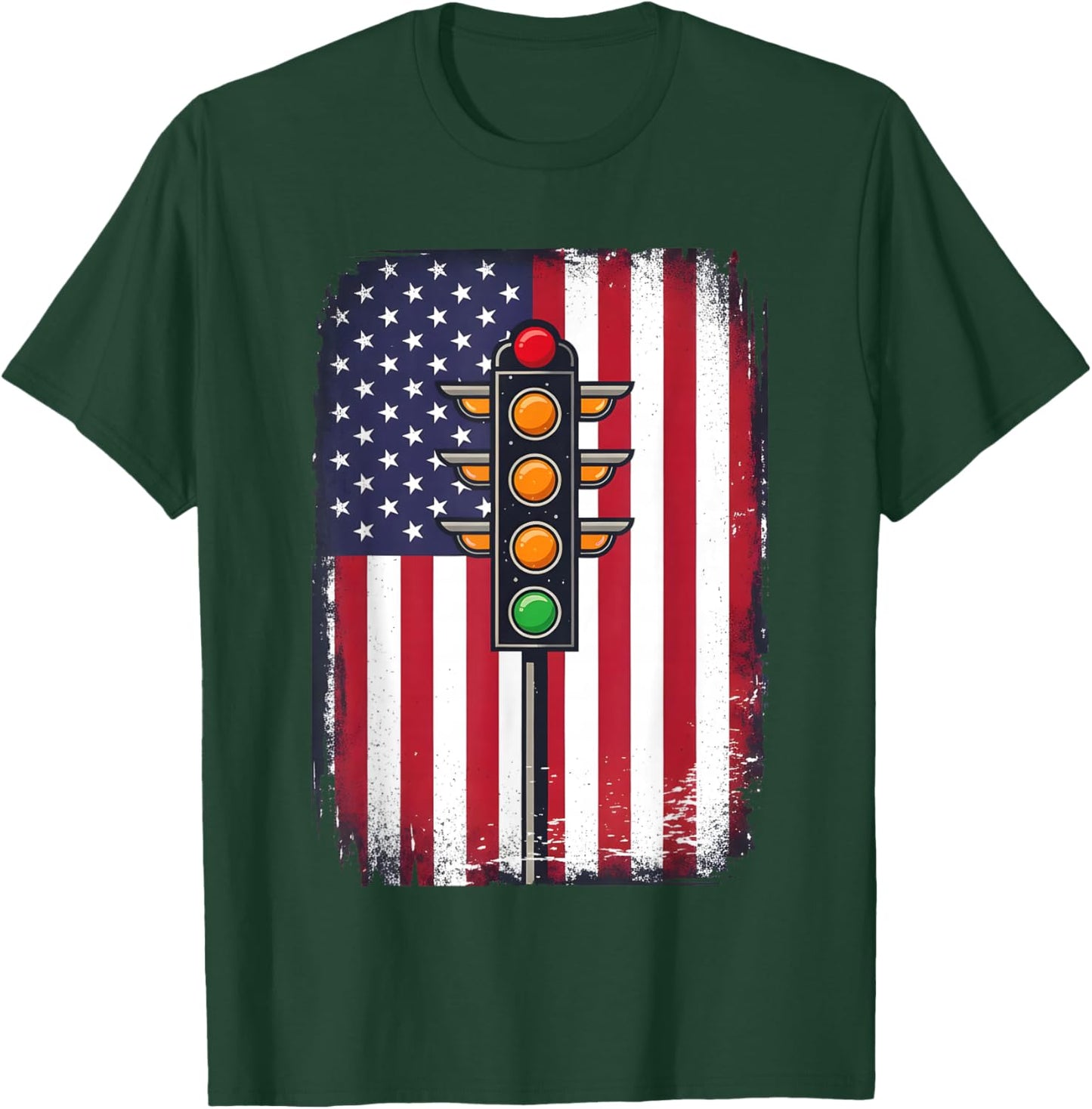 Drag Racing Retro Vintage American Flag Funny Drag Race Men T-Shirt - T-Shirt | Forest