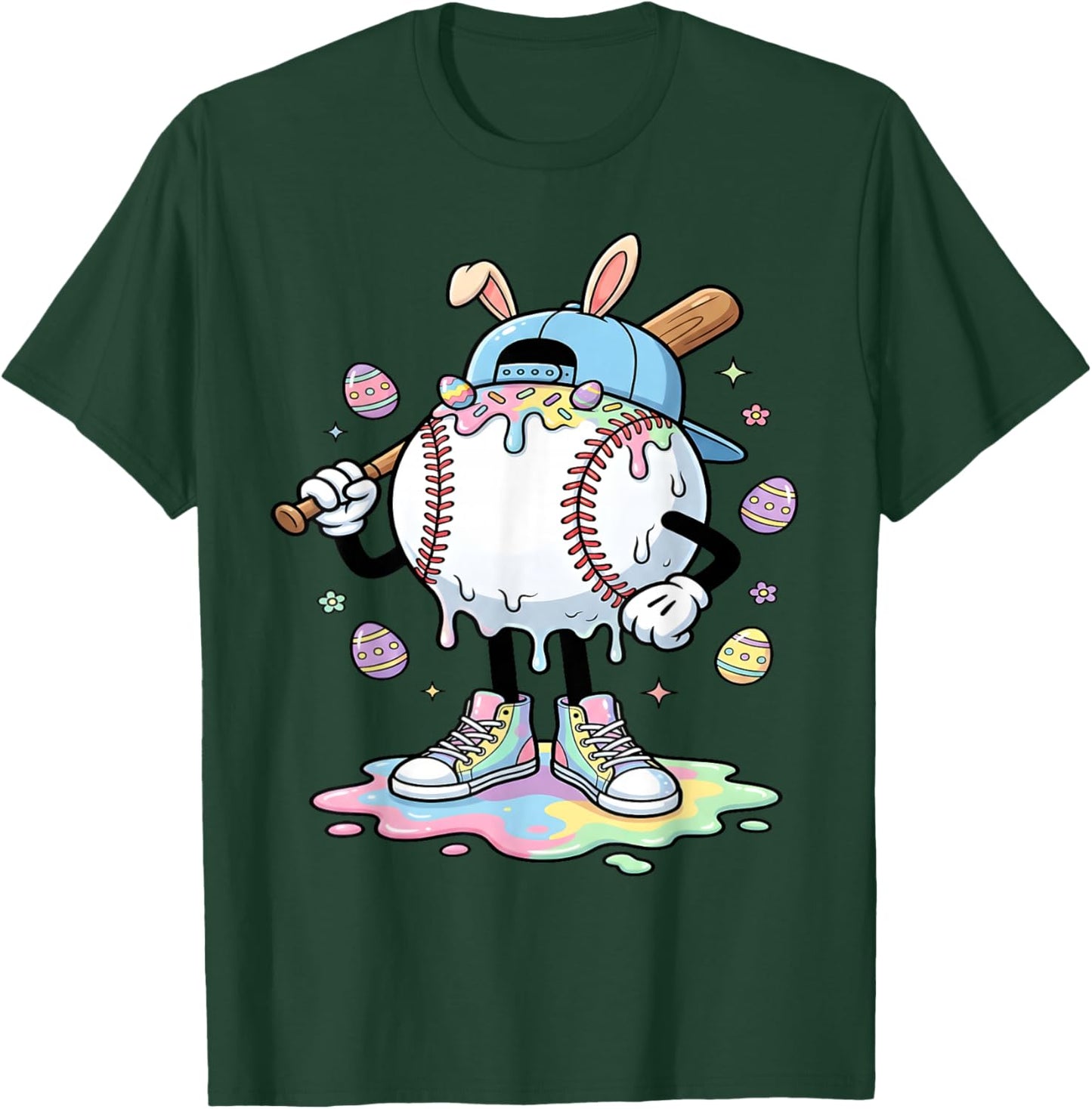 Baseball Drip Icecream Apparel Youth Boy Easter T-Shirt - T-Shirt | Forest