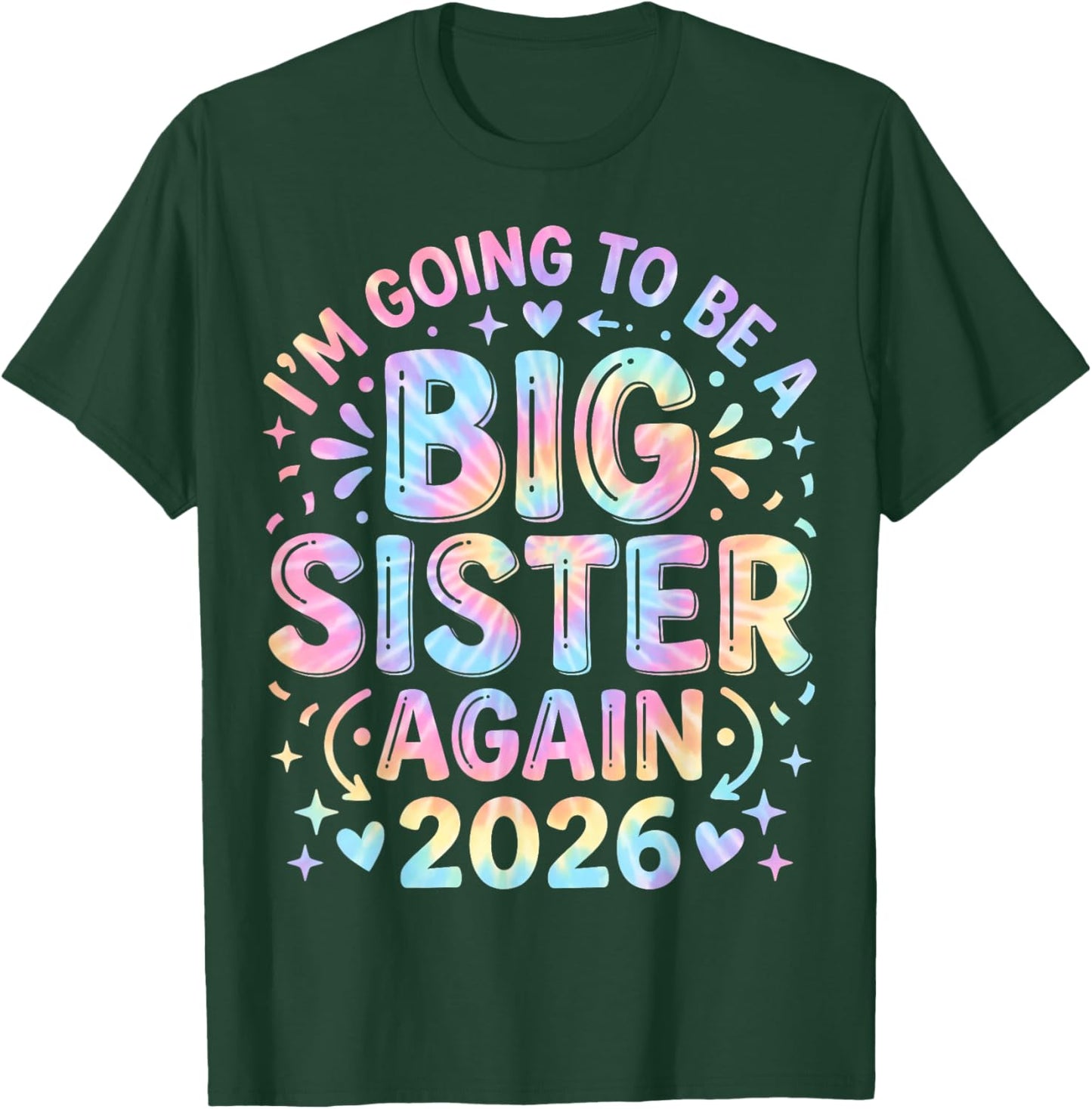 Big Sister Again 2026 Pregnancy Announcement Girls T-Shirt - T-Shirt | Forest
