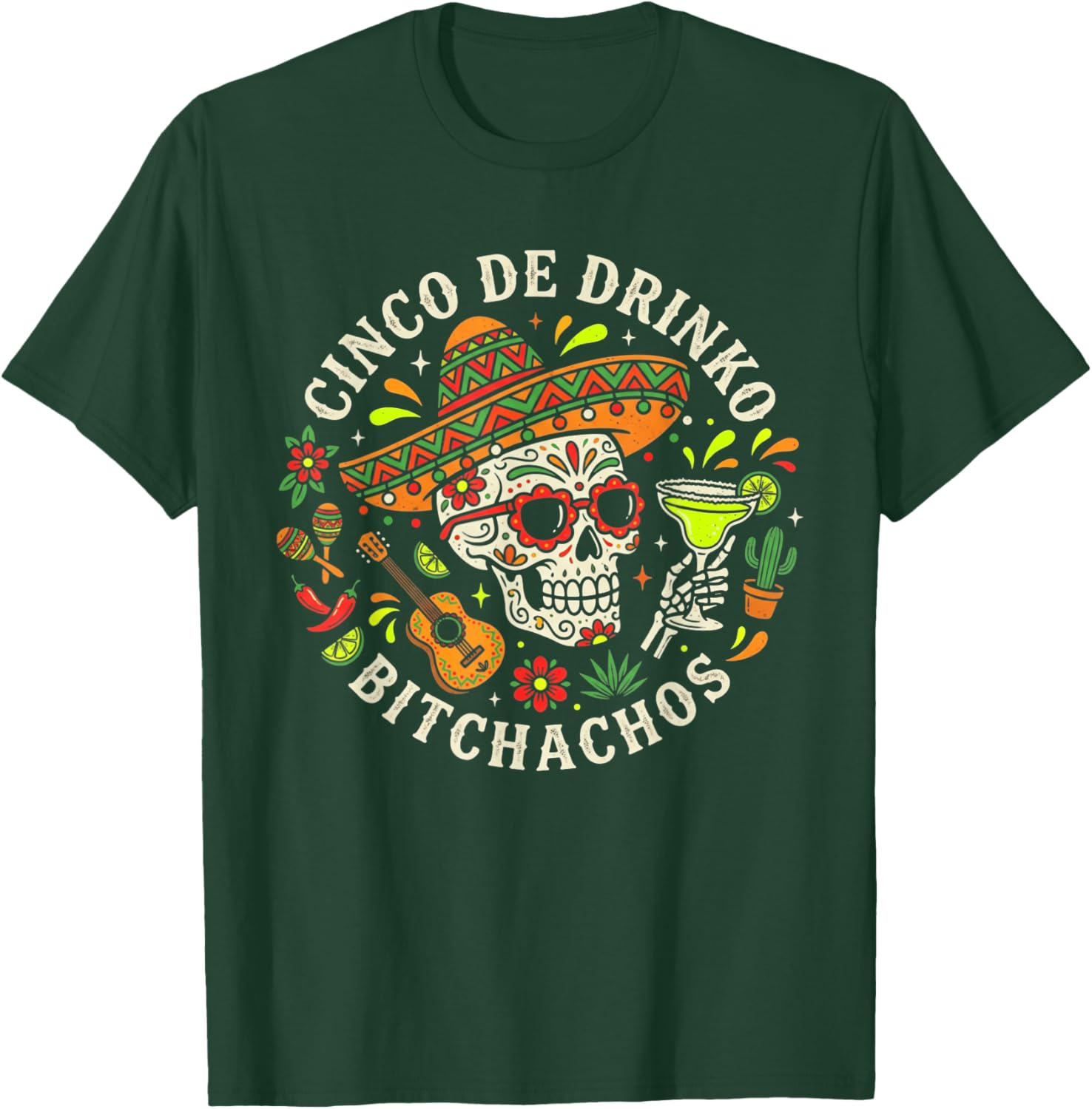 Cinco de Mayo Men Cinco De Drinko Bitchachos Mexican Fiesta T-Shirt - T-Shirt | Forest