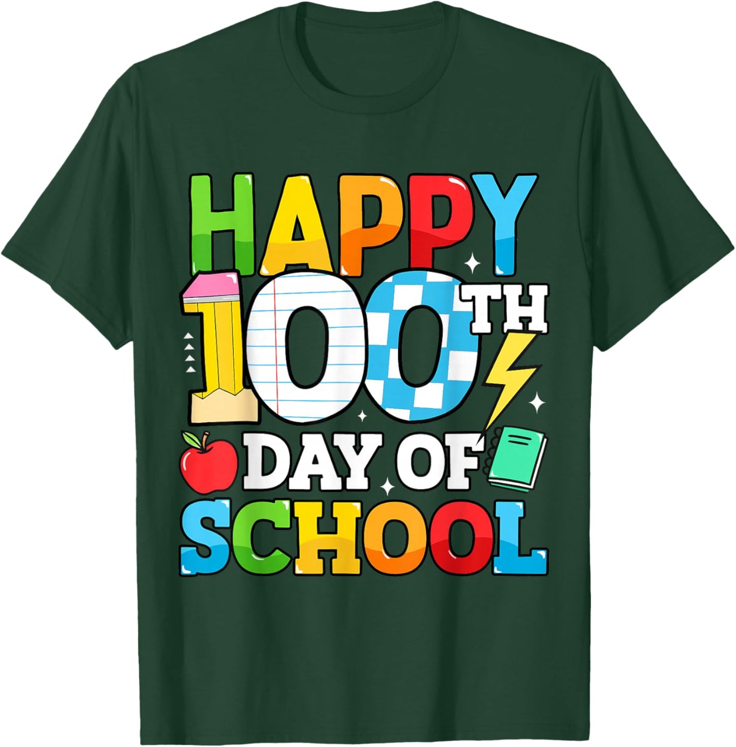 Happy 100 Days of School Teacher 100th Day of School Kids T-Shirt - T-Shirt | Forest
