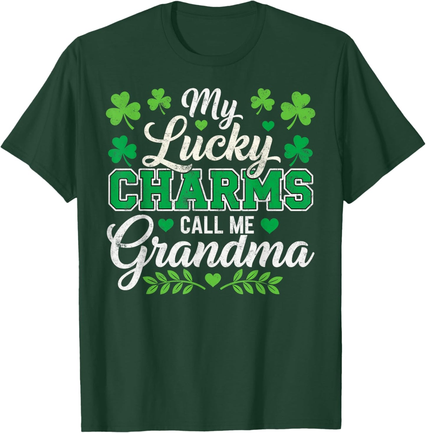 St.Patrick’s Day My Lucky Charms Call me Grandma Shamrock T-Shirt - T-Shirt | Forest