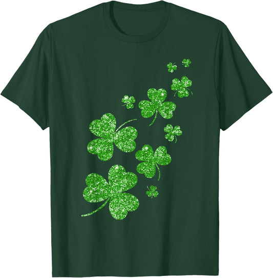 Shamrock Lucky Clover Cute St Patricks Day Girl T-Shirt - T-Shirt | Forest