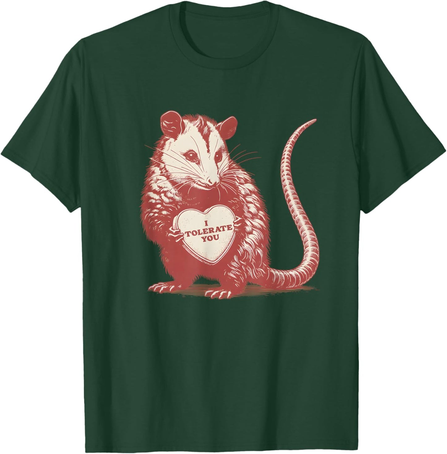 I Tolerate You Opossum Meme Valentine Possum Valentines T-Shirt - T-Shirt | Forest
